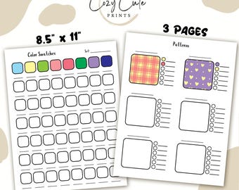 Puede incluir: Conjunto de páginas para colorear imprimibles de 8,5 x 11 pulgadas. El conjunto incluye muestras de colores, un patrón de cuadros y un patrón de corazones. Las páginas están diseñadas para colorear con marcadores, crayones o lápices de colores.