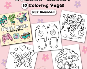 Libro para colorear para aliviar el estrés: 10 diseños atrevidos y fáciles (descarga digital)