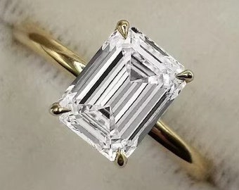 2ct Emerald Cut Moissanite Engagement Ring, Moissanite Ring, 14K White Gold Ring, Wedding Ring Anniversary Ring, Solitaire Ring For Women 86