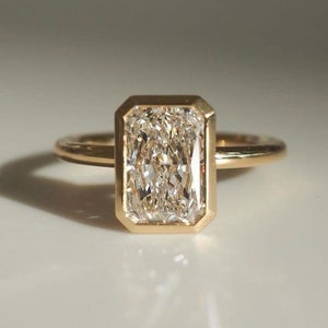 3 CT Radiant Cut Moissanite Solitaire Engagement Ring, Promise Ring Bezel Setting Ring, Statement Anniversary Gift for Her Wedding Ring 231