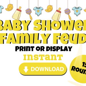 Gioco a quiz stampabile per baby shower // Gioco stampabile per faide familiari per baby shower // Giochi di società a quiz per baby shower scaricabili