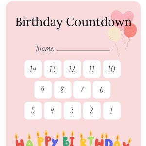 Birthday Countdown Print - Etsy