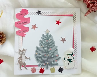 Christmas gift card Christmas gift bag card Handmade Christmas card Handmade greeting card Merry Christmas card