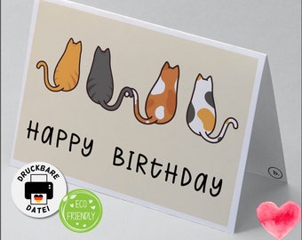 Digitale KARTE GEBURTSTAG mit Katze und lustigem Spruch // Happy Birthday // sofort verfügbar