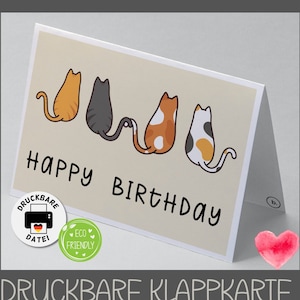 Digitale KARTE GEBURTSTAG mit Katze und lustigem Spruch // Happy Birthday // sofort verfügbar