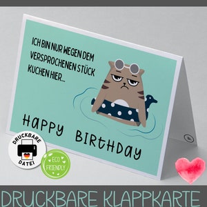 Digitale KARTE GEBURTSTAG mit Katze und lustigem Spruch // Happy Birthday // sofort verfügbar