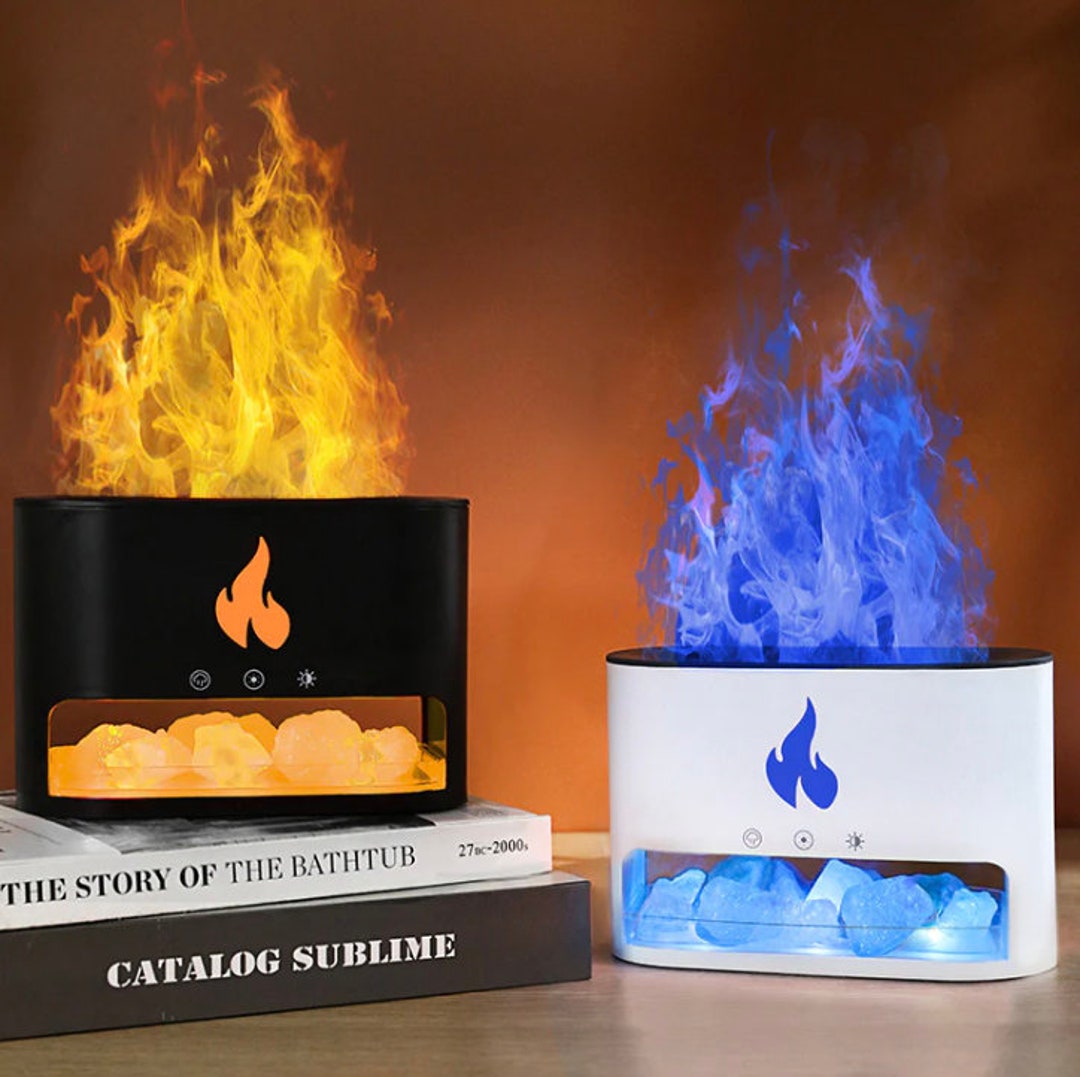 MARZIUS Flame Aroma Diffuseur dhuiles essentielles humidificateur 7  Couleurs de Flamme, pour la Maison, la Chambre, Le Yoga