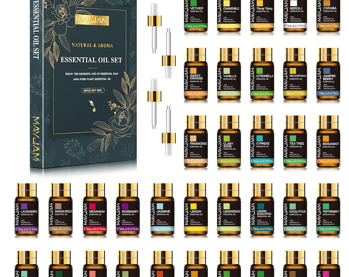 35PCS Essential Oils Gift Set For Relaxing Bloom Skin Care/Hair Care/Massage/Humidifier/Diffuser Aroma Oils