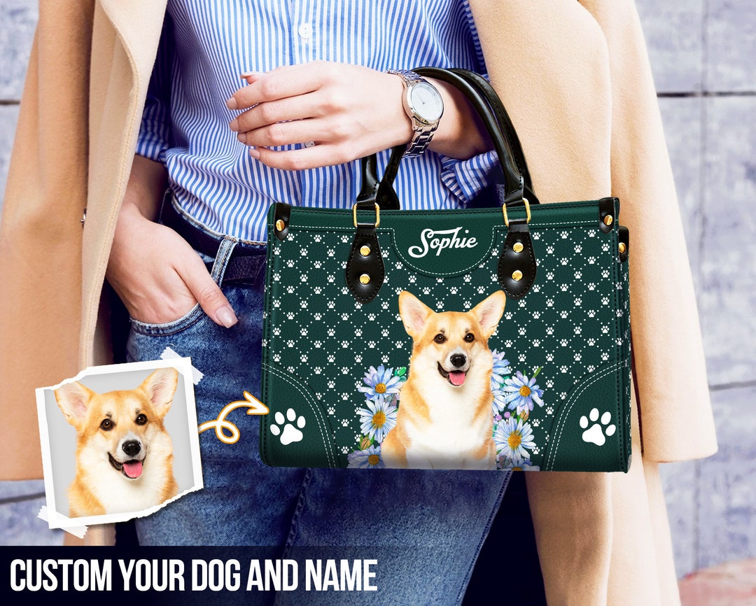 Custom Pet Leather Handbags Using Pet Photo and Name, Custom Cat Dog