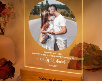 Personalized Photo Night Light Plaque, Valentines Day Gift, Christmas Gift, Custom Frame Gift for her, Bedroom Decor, Custom Led Night Light