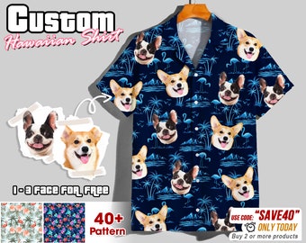 Custom Hawaiian Shirt With Dog Face, Custom Pet Face Hawaiian Shirt, Flamingo Hawaiian Shirt For Men Women, Custom Hawaiian Dog Shirt