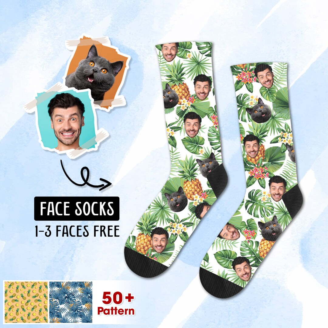 Custom Socks Pet Face for Men Women, Custom Socks Cat Face Put Your