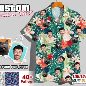 Custom Face Hawaiian Shirt For Men Women, Custom Hawaiian Shirt With Face, Personalized Photo Hawaiian Shirt For Dog Lovers, Gift For Men image 1