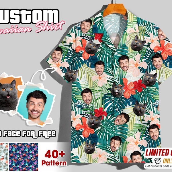 Custom Face Hawaiian Shirt For Men Women, Custom Hawaiian Shirt With Face, Personalized Photo Hawaiian Shirt For Dog Lovers, Gift For Men