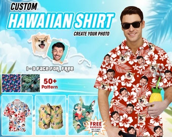 Custom Hawaii Shirt With Face For Men Women Kid, Personalized Hawaiian Shirt For Dog Lovers, Custom Father's Day Gift for Dad