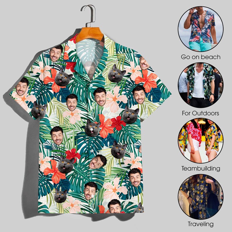 Custom Face Hawaiian Shirt For Men Women, Custom Hawaiian Shirt With Face, Personalized Photo Hawaiian Shirt For Dog Lovers, Gift For Men image 7