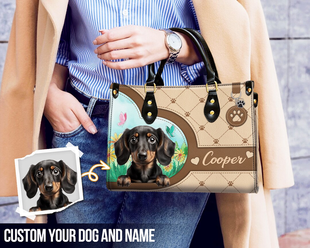 Custom Leather Handbags for Girl With Dog Cat, Custom Pet Leather
