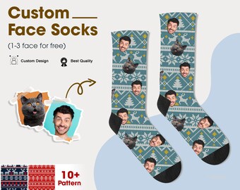 Personalized Socks With Pet Faces For Men Women, Custom Photo Socks Gift For Dog Lovers, Custom Gift For Dad, Gift for Christmas