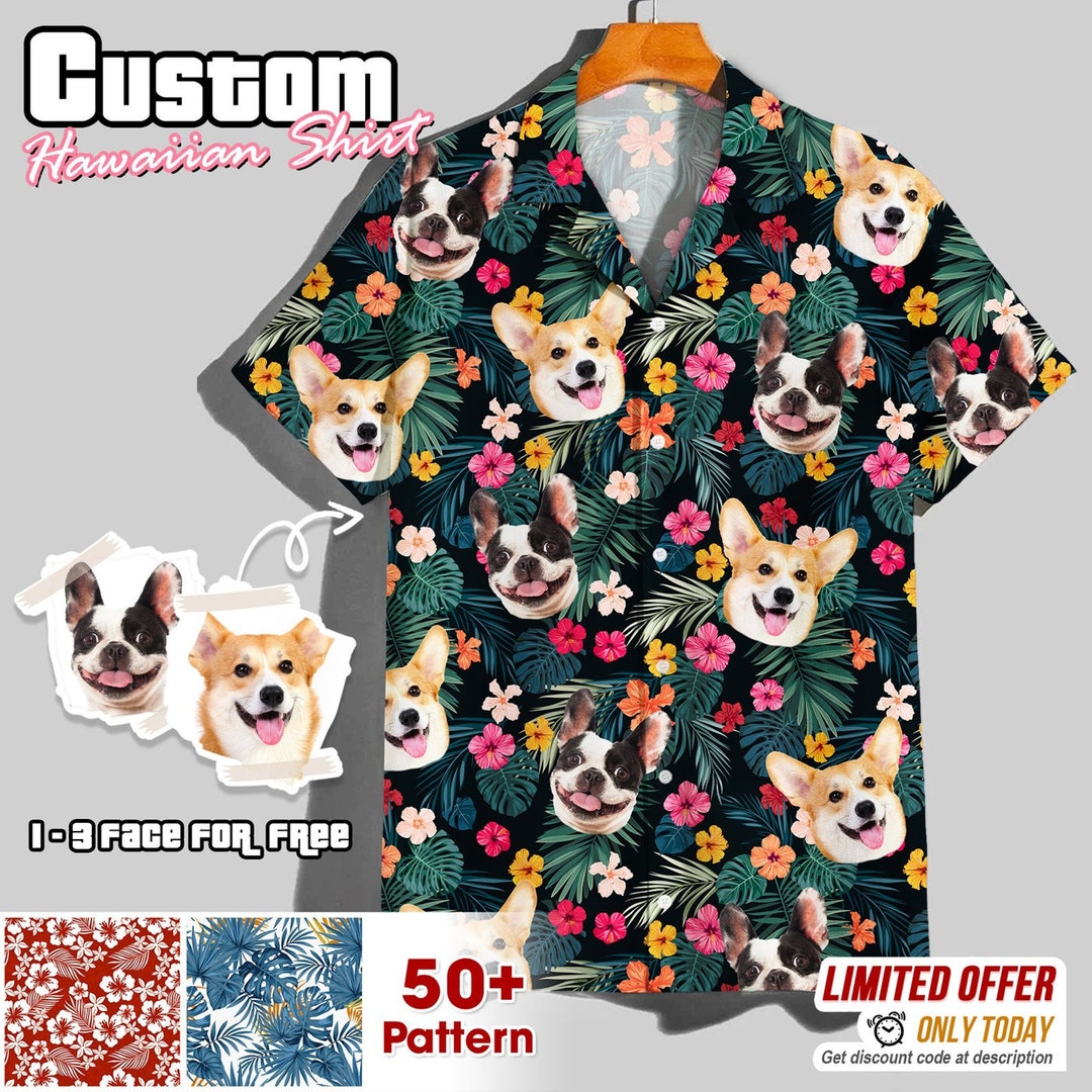 Custom Hawaiian Shirt With Dog Face Custom Pet Face Hawaiian Etsy