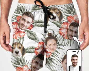 Custom Men's Swim Trunks With Face, Personalized Beach Shorts with Face, Shorts Men's Swimwear for Trip Party Vacation