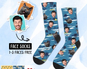 Calcetines personalizados con caras de mascotas para hombres y mujeres, regalo de calcetines con foto personalizados para amantes de los perros, regalo personalizado para papá, regalo para Navidad