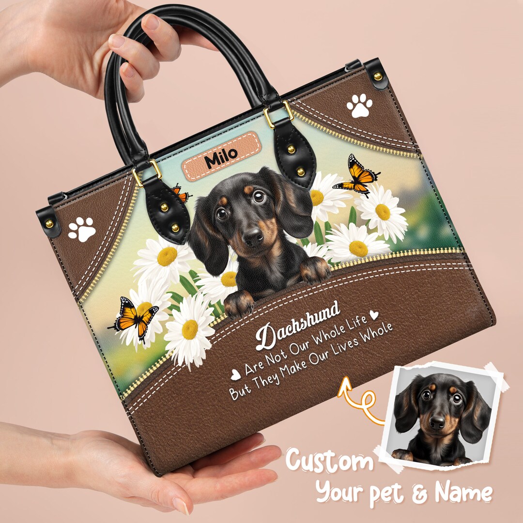 Personalized Leather Handbags Gift for Her With Dog Custom Etsy