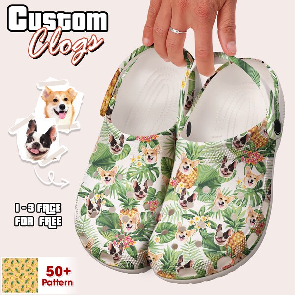 Custom Clogs With Pet Face, Personalized Gift For Pet Lovers, Design Your Own Clogs, Summer Shoes For Women Men