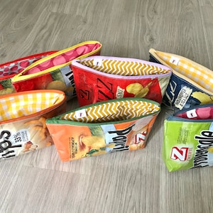Handmade pouch made from recycled packaging, large