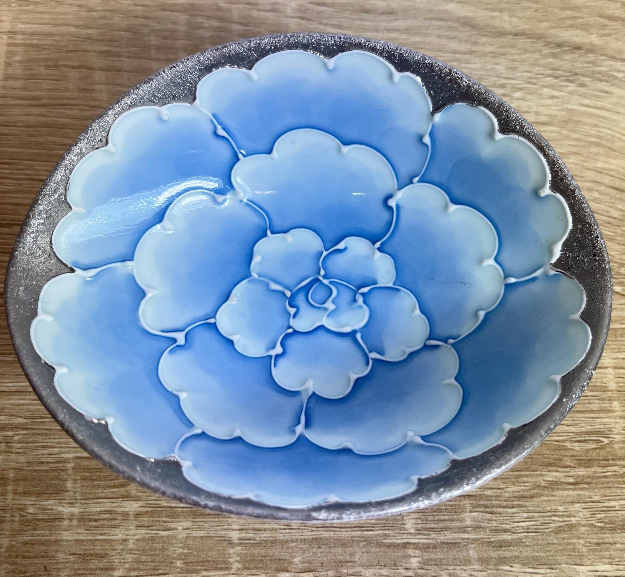 Handmade Arita Yaki Bowl Japanese Porcelain Blue Floral Tableware