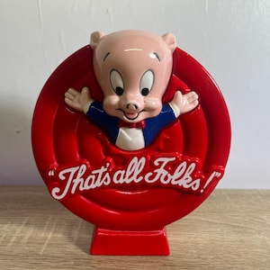 Alcancía Porky Pig vintage de 1989 – Warner Bros. - Eso es todo, amigos - The Good Company