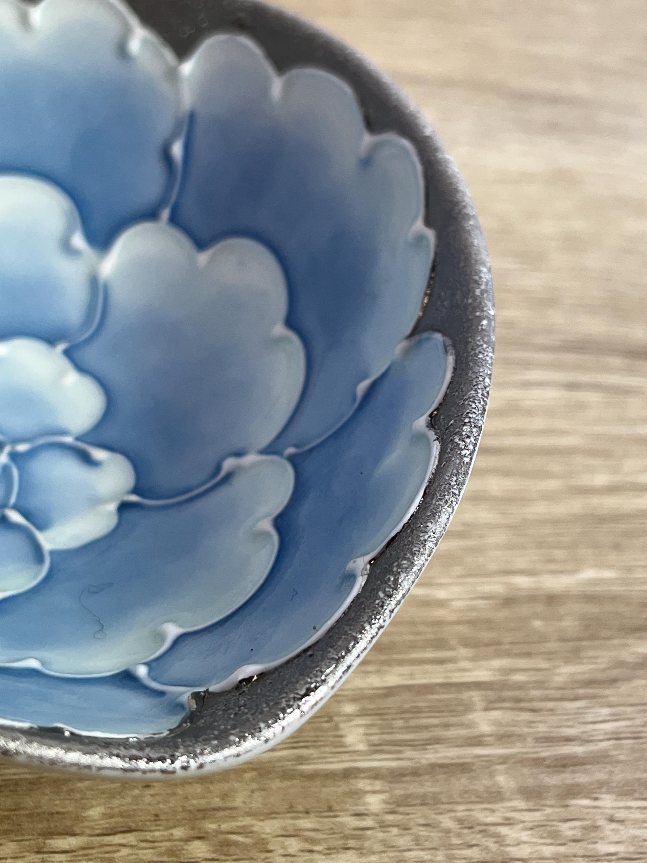 Handmade Arita Yaki Bowl Japanese Porcelain Blue Floral Tableware
