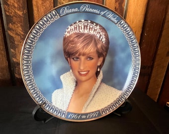 Plato conmemorativo de porcelana de la princesa Diana de Franklin Mint de edición limitada - Retrato real