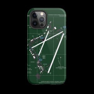 May include: A green and white phone case featuring a map of Cincinnati Municipal Lunken Airport. The case shows the airport's runway layout, taxiways, and other key details. The text "Cincinnati Muni/Lunken FLD (LUK)" and "Cincinnati, OH" is printed on the case.