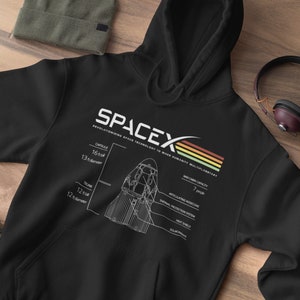 SpaceX Hoodie Crew Dragon, SpaceX Dragon Crew Capsule, Space Hoodie, Spacex Gift for Elon Musk Fans, Space Gifts