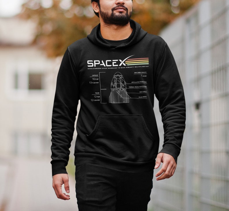 Spacex Hoodie Crew Dragon, Spacex Dragon Crew Capsule, Space Hoodie