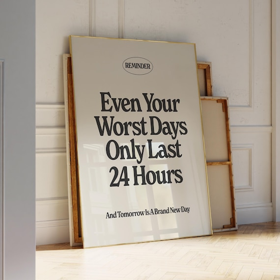 Positive Quote Print, Digital Download, Trendy Wall Art, Typography Poster, Retro Wall Decor, Printable Art, Inspirational Quote