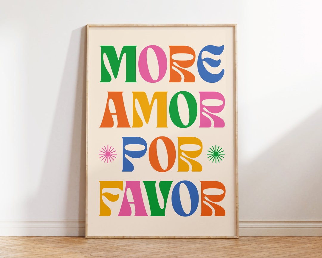 More Amor Por Favor Print, Retro Wall Decor, Trendy Wall Art, Digital