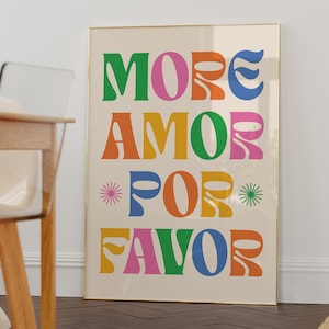 More Amor Por Favor Print Retro Wall Decor Trendy Wall Art - Etsy