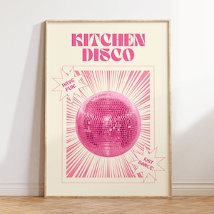 Disco Ball Print, trendige Wandkunst, Digitaler Download, Disco Ball Print, Funky Poster, Retro Wanddekor, druckbare Kunst, Küchenwandkunst