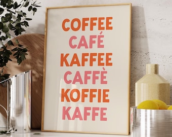 Coffee Print, Digital Download, Trendy Wall Art, Bar Cart Poster, Aesthetic Kitchen Decor, Coffee Lover Gift, Modern Kitchen Wall Art
