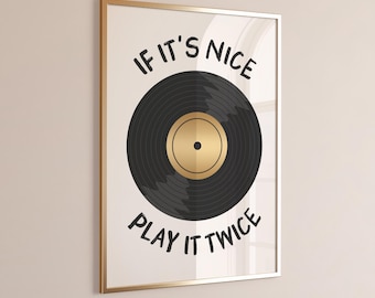 Si te gusta, tócalo dos veces. Lámina, descarga digital, póster de vinilo retro, arte mural de música funky.