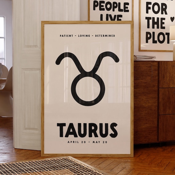 Taurus Zodiac Print, Digital Download, Astrology Star Sign Poster, Taurus Zodiac Star Sign Gifts, Horoscope Wall Art, Trendy Printable Art