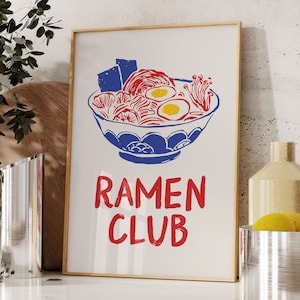Ramen Club Print, Digital Download, Modern Kitchen Decor, Trendy Wall Art, Ramen Noodles Poster, Japanese Ramen Food Art, Ramen Lover Gift