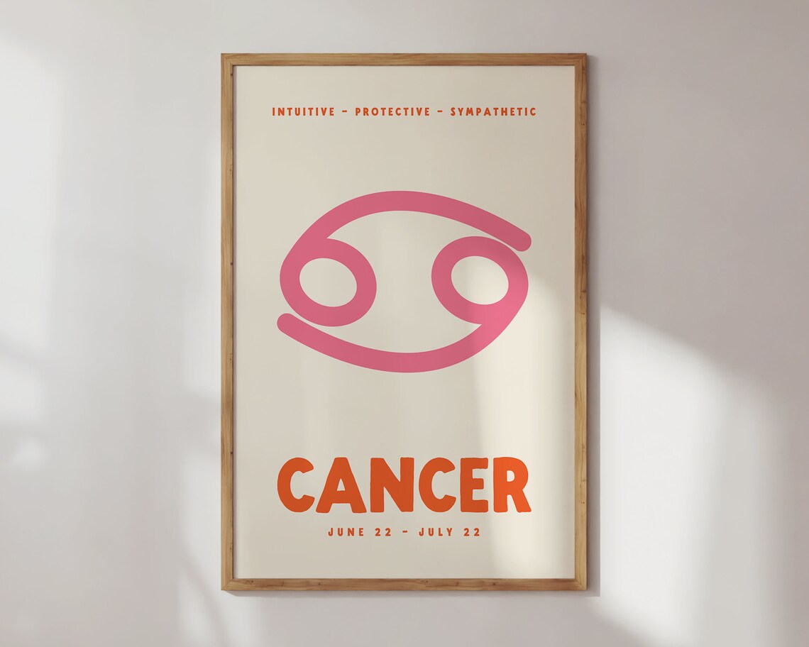 Cancer Pinterest Cancer Print, Digital Download, Zodiac Poster, Trendy Wall Art, Star ...