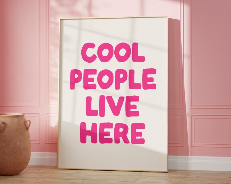 Pink Aesthetic Wall Art Typography Modern