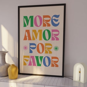 More Amor Por Favor Print Retro Wall Decor Trendy Wall Art - Etsy
