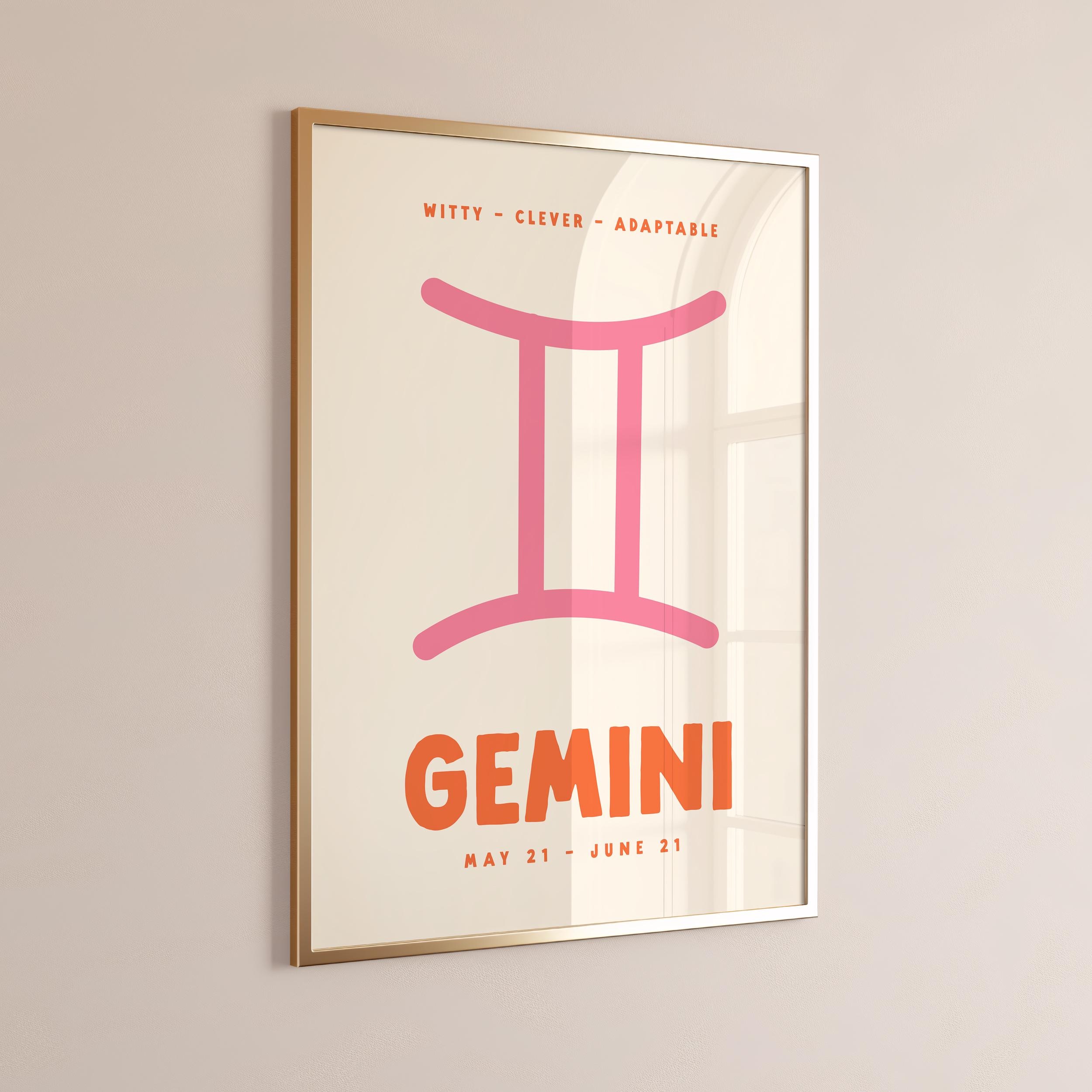 Gemini Print, Digital Download, Zodiac Poster, Trendy Wall Art, Star ...