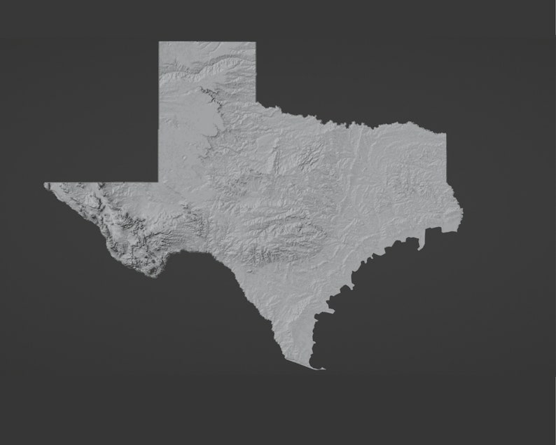 Texas State High Resolution Topographic Map STL File for 3D Etsy