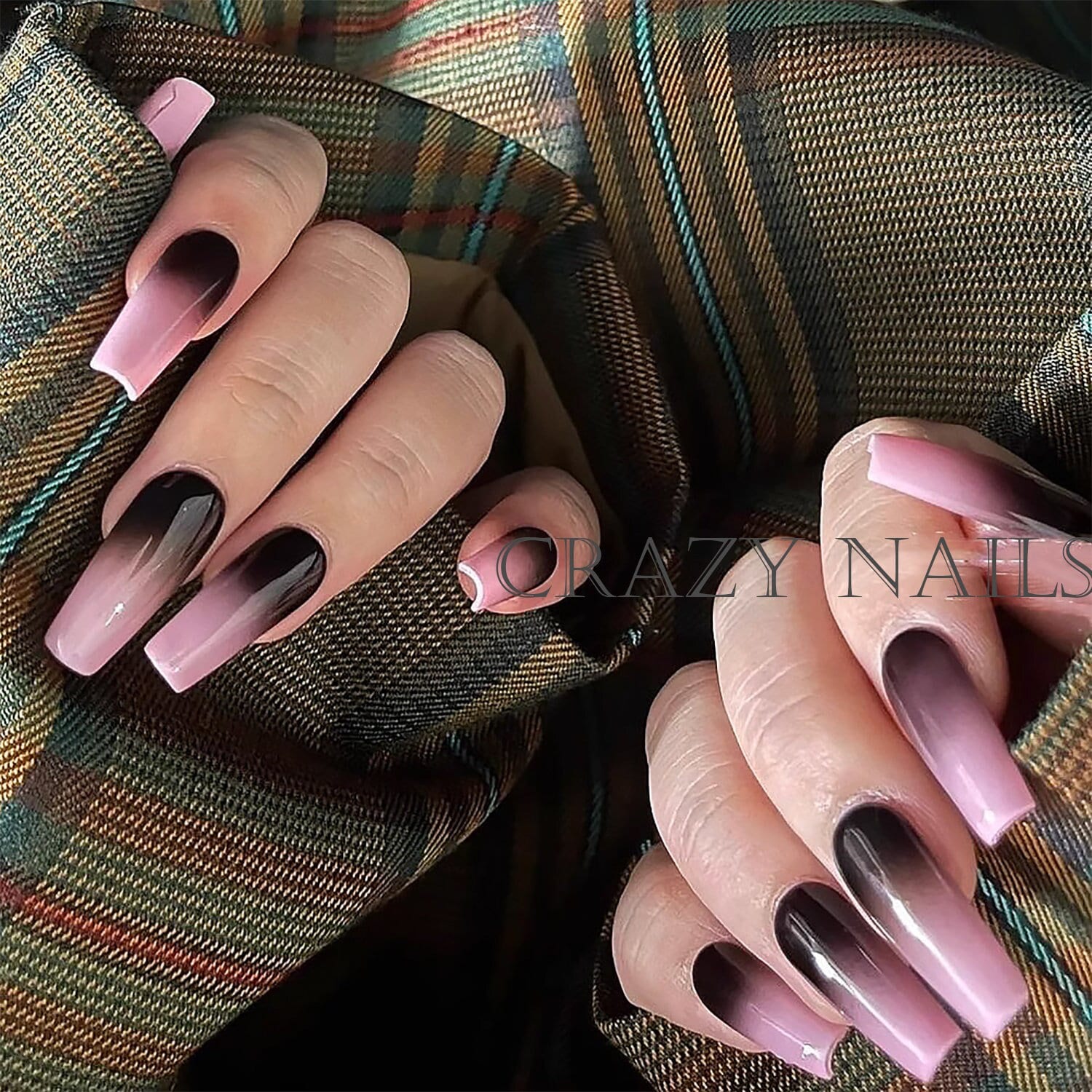 black-and-dark-purple-matte-ombre-nails-on-long-stiletto-nails-with-rhinestone-decorations  | Ombre nail designs, Ombre nails, Blue ombre nails