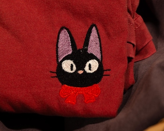 Jiji Embroidered Comfort Colors Shirt: Kiki's Delivery Service Anime Tee